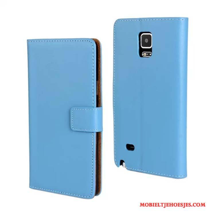 Samsung Galaxy Note 4 Hoesje Leren Etui Geel Ster Bescherming Mobiele Telefoon Echt Leer Hoes