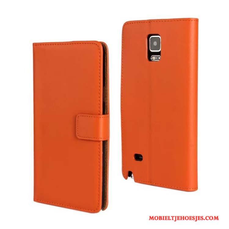 Samsung Galaxy Note 4 Hoesje Leren Etui Geel Ster Bescherming Mobiele Telefoon Echt Leer Hoes