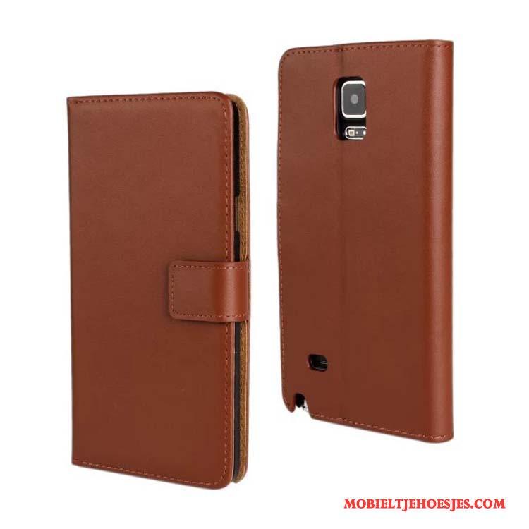 Samsung Galaxy Note 4 Hoesje Leren Etui Geel Ster Bescherming Mobiele Telefoon Echt Leer Hoes