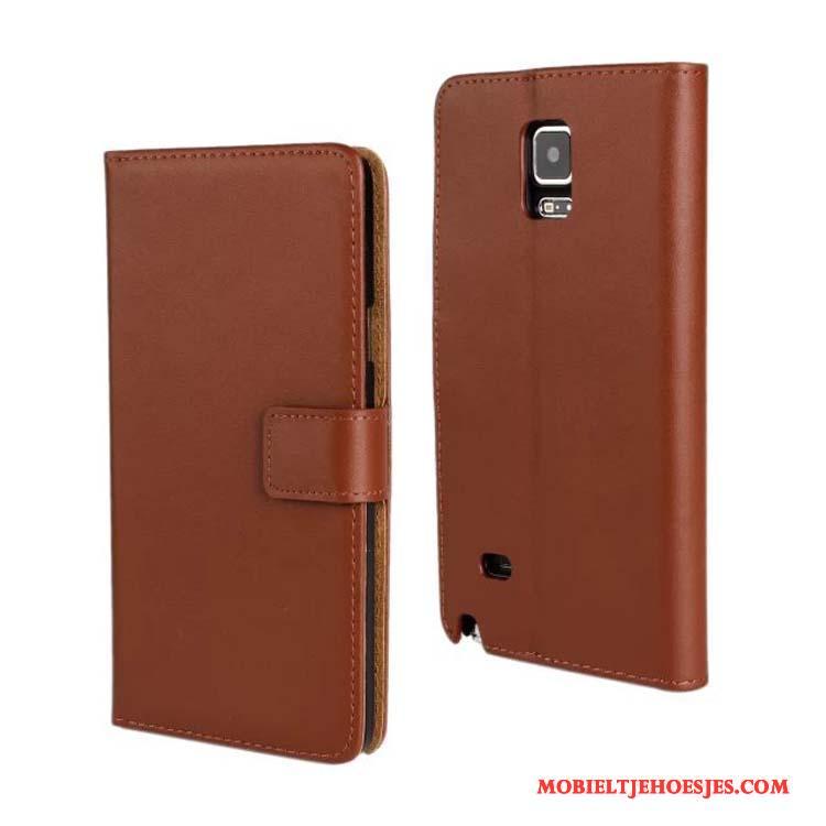 Samsung Galaxy Note 4 Hoesje Leren Etui Geel Ster Bescherming Mobiele Telefoon Echt Leer Hoes