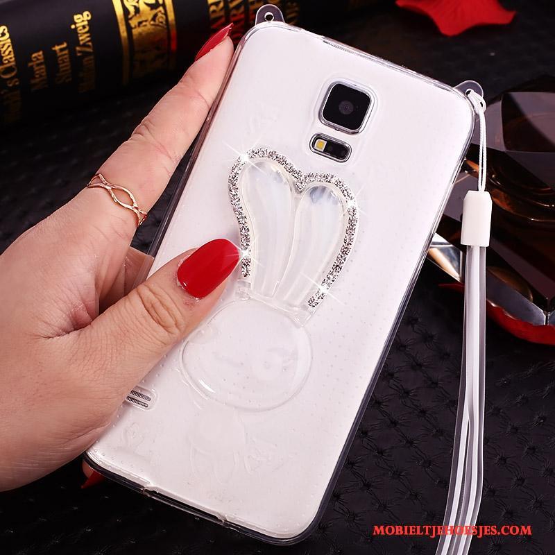 Samsung Galaxy Note 4 Hoesje Telefoon Hanger Wit Ster Met Strass Doorzichtig Bescherming