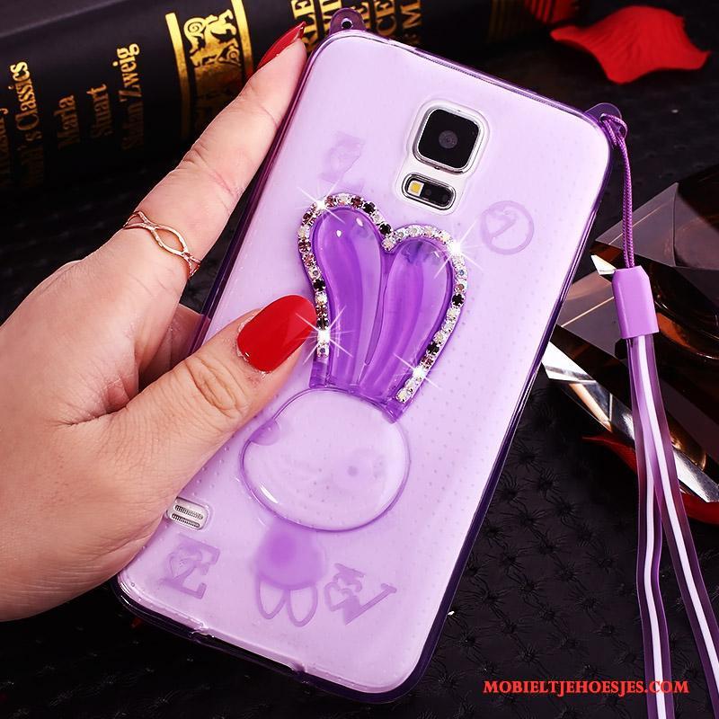 Samsung Galaxy Note 4 Hoesje Telefoon Hanger Wit Ster Met Strass Doorzichtig Bescherming