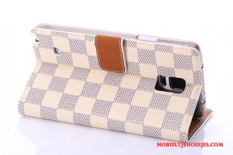 Samsung Galaxy Note 4 Hoesje Telefoon Leren Etui Geruite Bescherming Mobiele Telefoon Ster Patroon