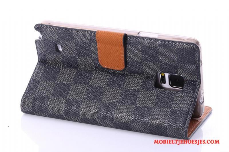 Samsung Galaxy Note 4 Hoesje Telefoon Leren Etui Geruite Bescherming Mobiele Telefoon Ster Patroon