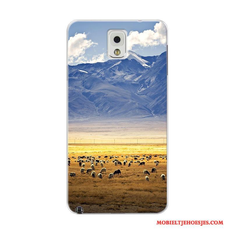 Samsung Galaxy Note 4 Hoesje Vers Ster Hout Anti-fall Landschap Lichtblauw Eenvoudige