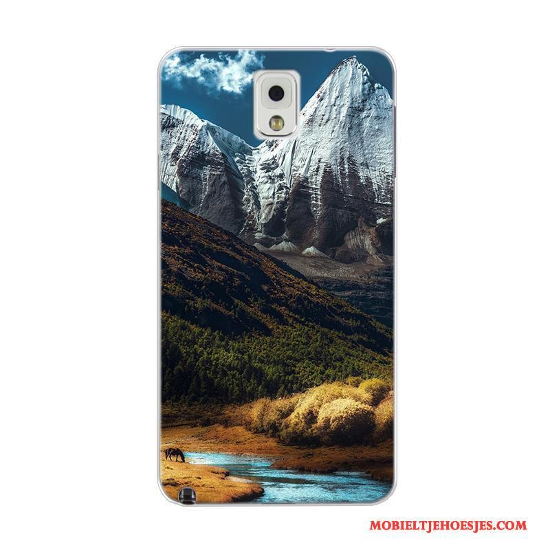 Samsung Galaxy Note 4 Hoesje Vers Ster Hout Anti-fall Landschap Lichtblauw Eenvoudige