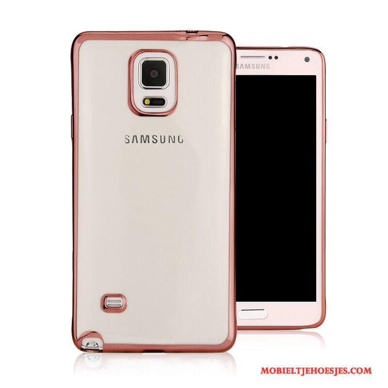 Samsung Galaxy Note 4 Siliconen Doorzichtig Anti-fall Goud Plating Bescherming Hoesje Telefoon