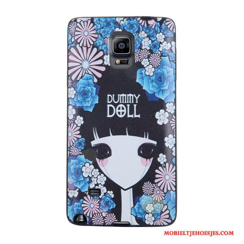 Samsung Galaxy Note 4 Skärmskydd Bescherming Purper Ster Hoesje Telefoon Bloemen Tempereren