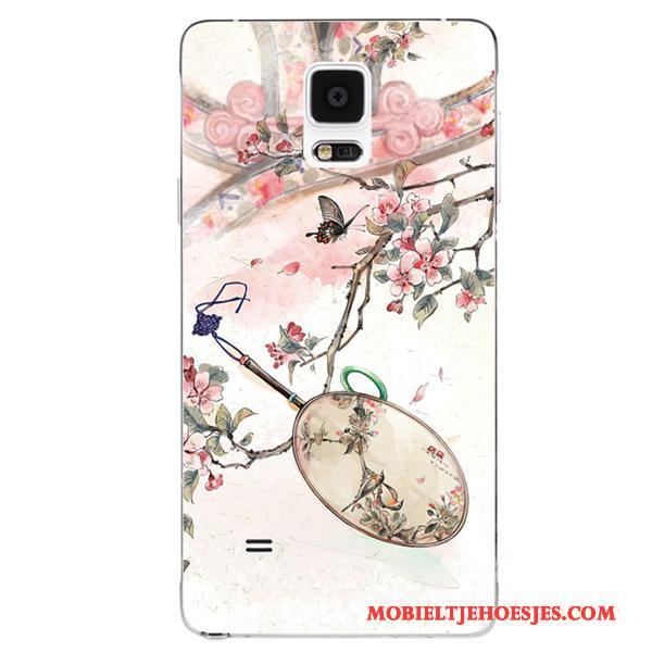 Samsung Galaxy Note 4 Wit Hanger Vintage Handbeschilderde Hoesje Telefoon Siliconen Zacht