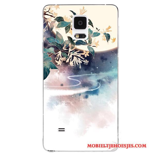 Samsung Galaxy Note 4 Wit Hanger Vintage Handbeschilderde Hoesje Telefoon Siliconen Zacht