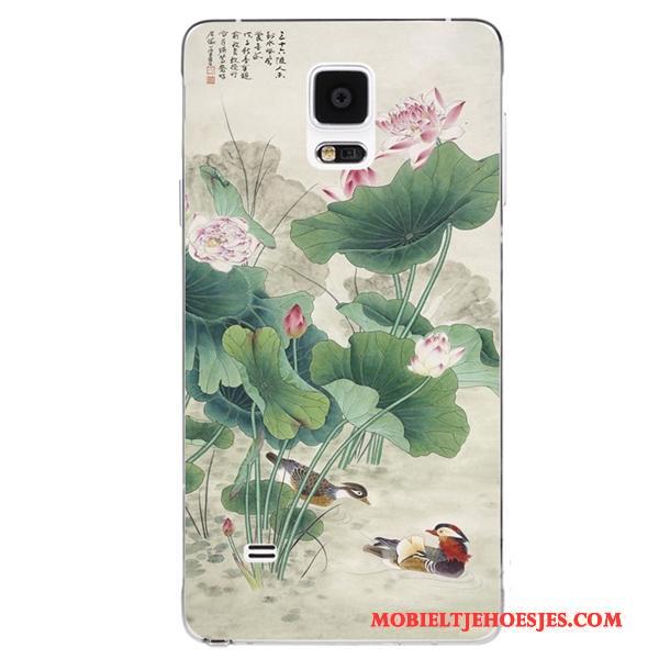 Samsung Galaxy Note 4 Wit Hanger Vintage Handbeschilderde Hoesje Telefoon Siliconen Zacht