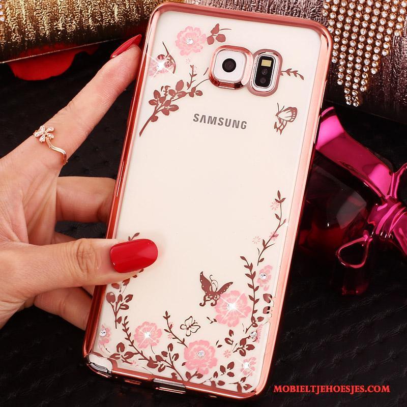 Samsung Galaxy Note 5 Bescherming Klittenband Siliconen Hoesje Telefoon Ster Met Strass Blauw