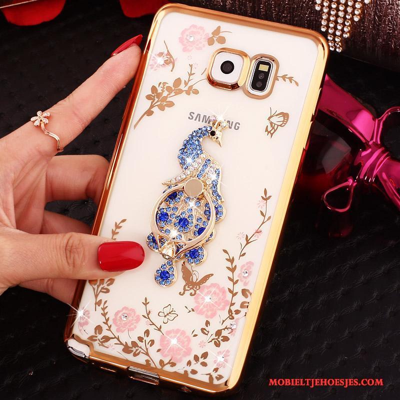 Samsung Galaxy Note 5 Bescherming Klittenband Siliconen Hoesje Telefoon Ster Met Strass Blauw