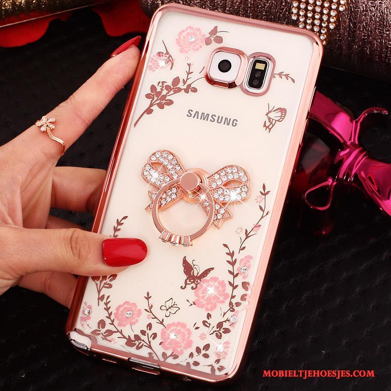 Samsung Galaxy Note 5 Bescherming Klittenband Siliconen Hoesje Telefoon Ster Met Strass Blauw