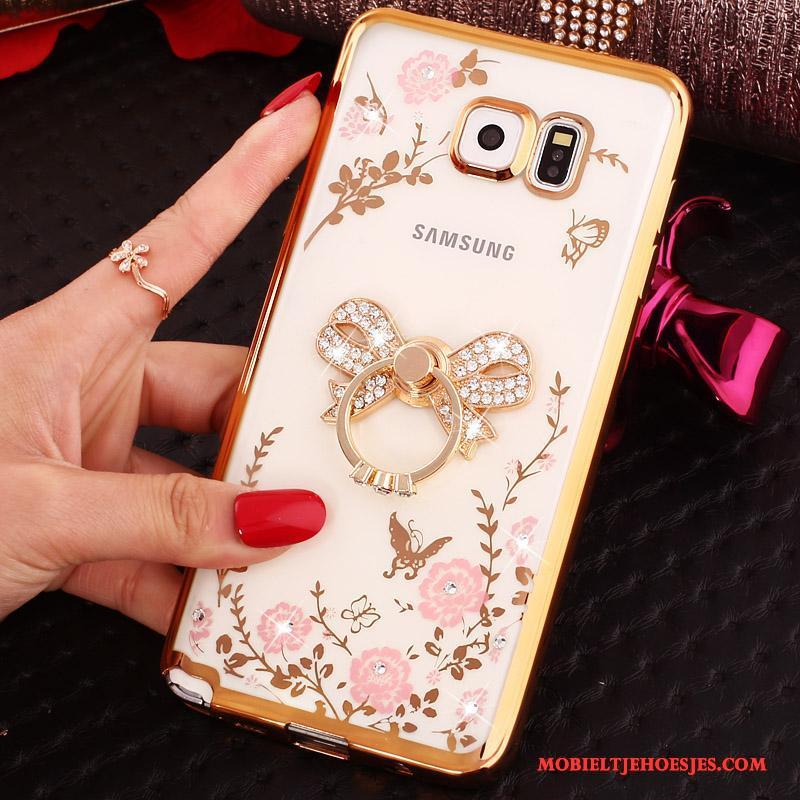 Samsung Galaxy Note 5 Bescherming Klittenband Siliconen Hoesje Telefoon Ster Met Strass Blauw