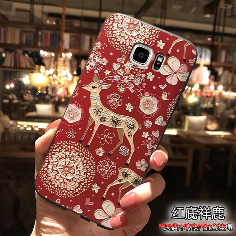 Samsung Galaxy Note 5 Bloemen Siliconen Trend Hoesje Telefoon All Inclusive Hanger Rood