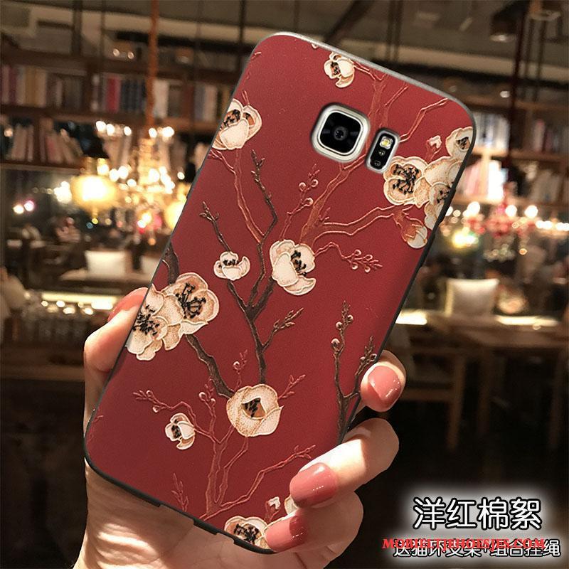 Samsung Galaxy Note 5 Bloemen Siliconen Trend Hoesje Telefoon All Inclusive Hanger Rood