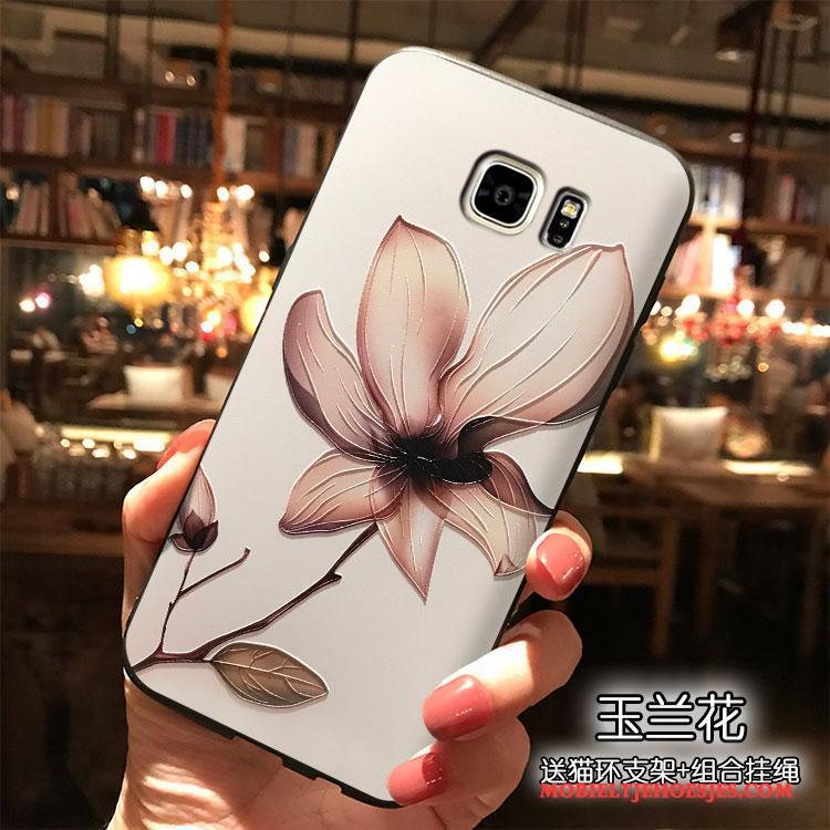 Samsung Galaxy Note 5 Hanger Trend Bloemen Hoes Siliconen Geel Hoesje