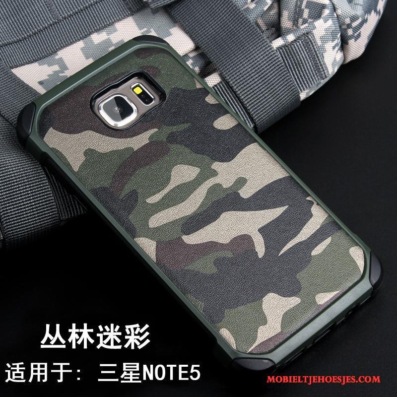 Samsung Galaxy Note 5 Hoes Bescherming Hoesje Telefoon Rose Goud Camouflage Trend Siliconen