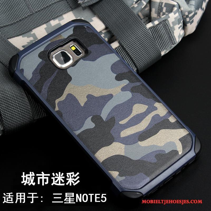 Samsung Galaxy Note 5 Hoes Bescherming Hoesje Telefoon Rose Goud Camouflage Trend Siliconen