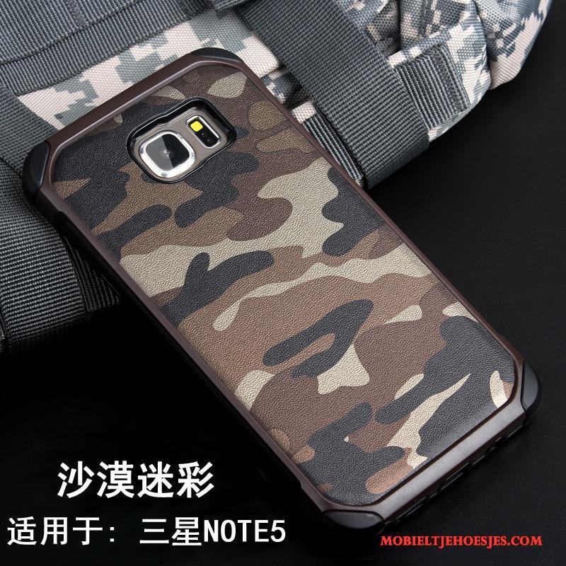 Samsung Galaxy Note 5 Hoes Bescherming Hoesje Telefoon Rose Goud Camouflage Trend Siliconen