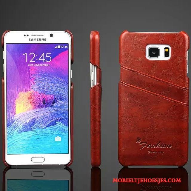 Samsung Galaxy Note 5 Hoesje Kaart Leren Etui Rood Bescherming Mobiele Telefoon Ster Hoes