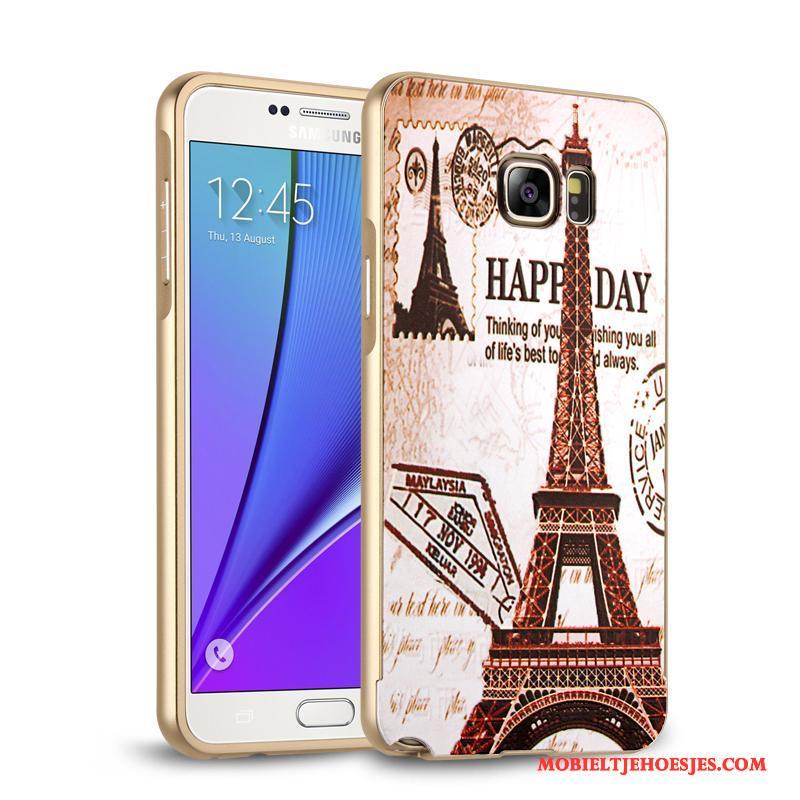 Samsung Galaxy Note 5 Hoesje Metaal Mobiele Telefoon Omlijsting Ster Bescherming Hoes Goud