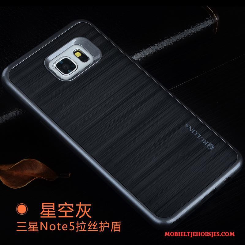 Samsung Galaxy Note 5 Hoesje Siliconen Zilver Anti-fall Zacht Trend Hoes Grijs