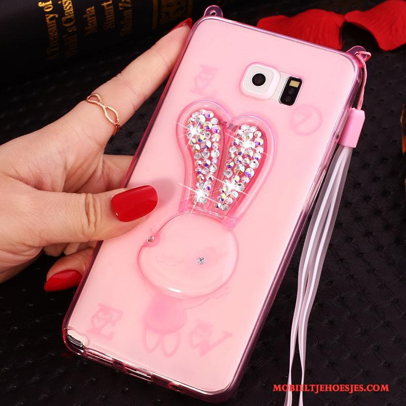 Samsung Galaxy Note 5 Hoesje Telefoon Spotprent Hanger Ster Roze Siliconen Met Strass