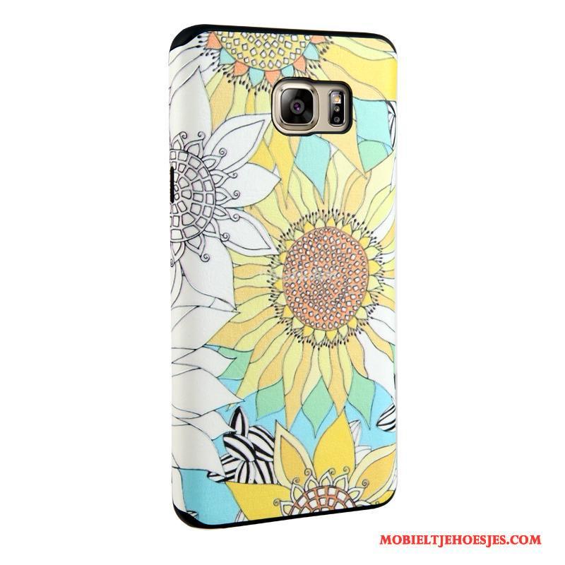 Samsung Galaxy Note 5 Hoesje Trend Bescherming Bloemen Kleur Reliëf Hoes Zacht