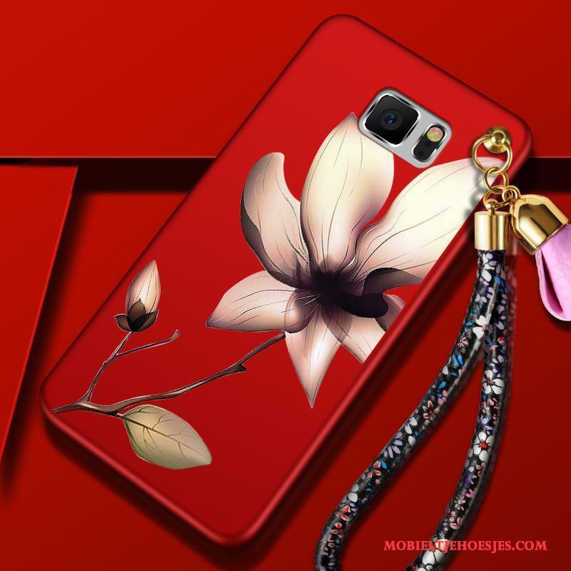 Samsung Galaxy Note 5 Hoesje Zwart Hanger Rood Dun Hoes Anti-fall Trend