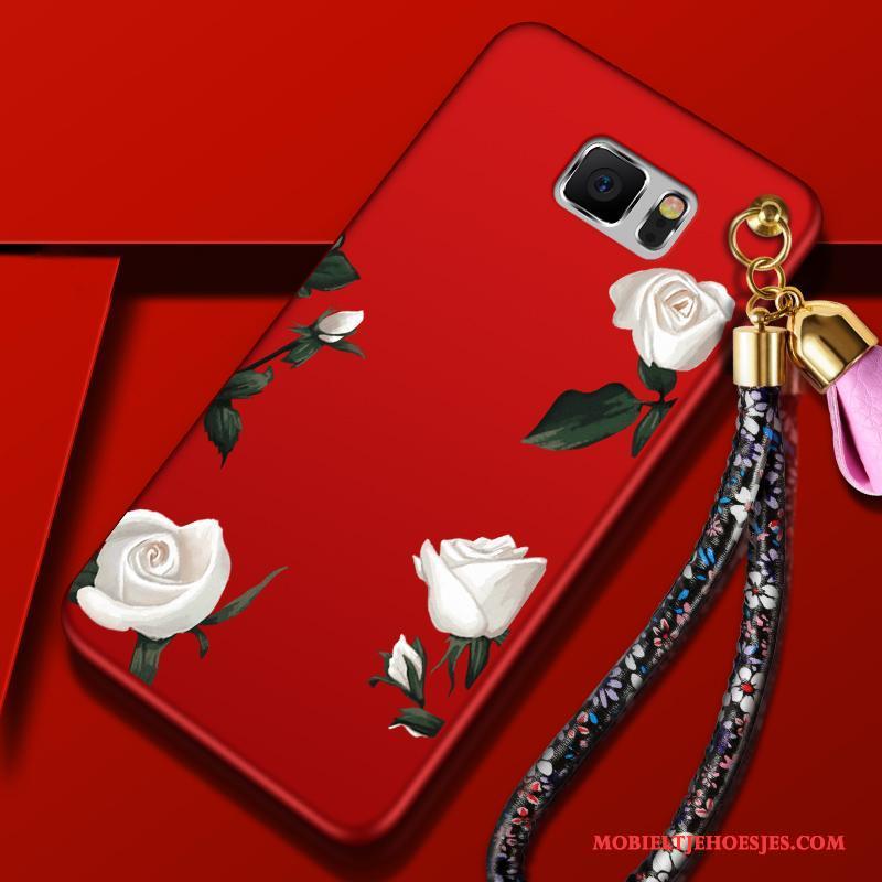 Samsung Galaxy Note 5 Hoesje Zwart Hanger Rood Dun Hoes Anti-fall Trend