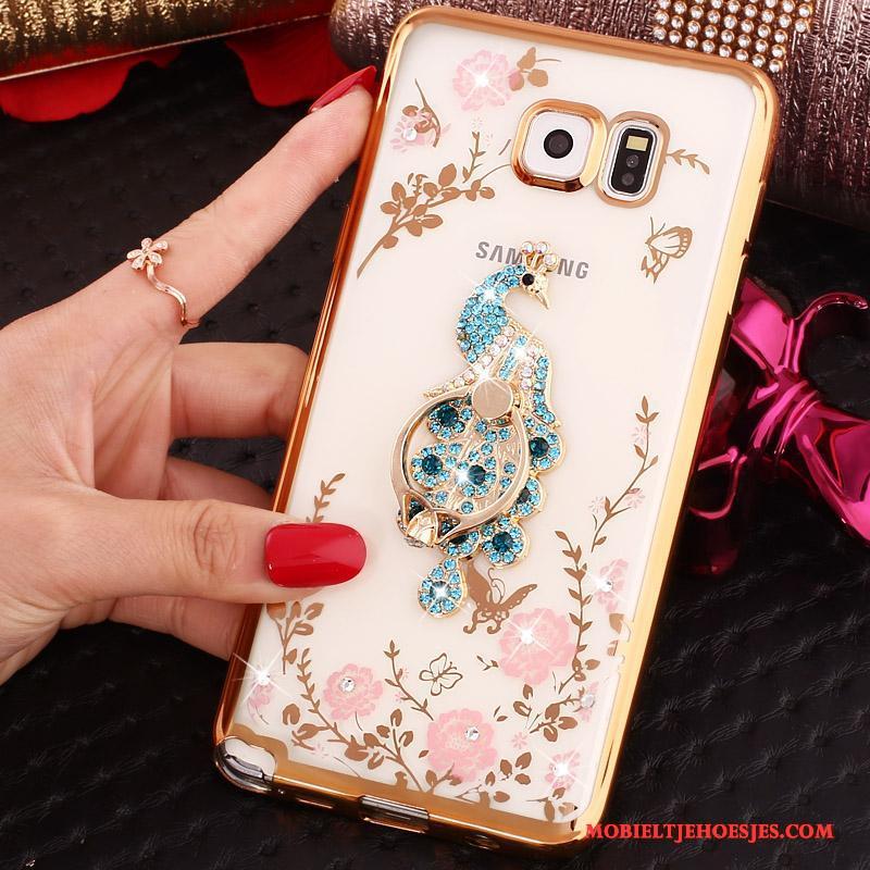 Samsung Galaxy Note 5 Ring Ondersteuning Hoesje Bescherming Rose Goud Ster Met Strass