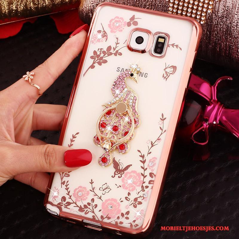 Samsung Galaxy Note 5 Ring Ondersteuning Hoesje Bescherming Rose Goud Ster Met Strass