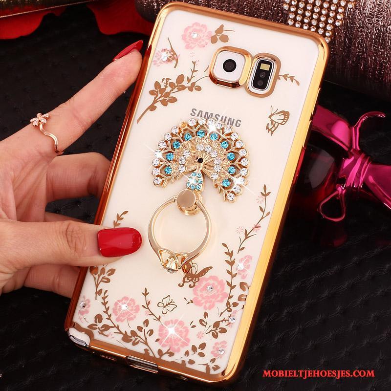 Samsung Galaxy Note 5 Ring Ondersteuning Hoesje Bescherming Rose Goud Ster Met Strass