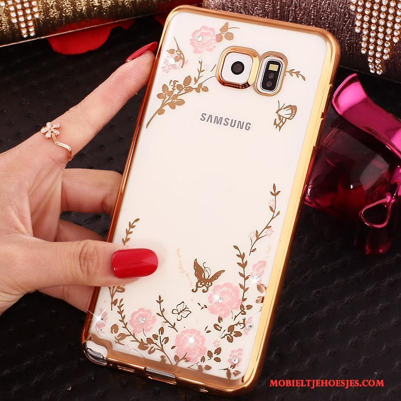 Samsung Galaxy Note 5 Ring Ondersteuning Hoesje Bescherming Rose Goud Ster Met Strass