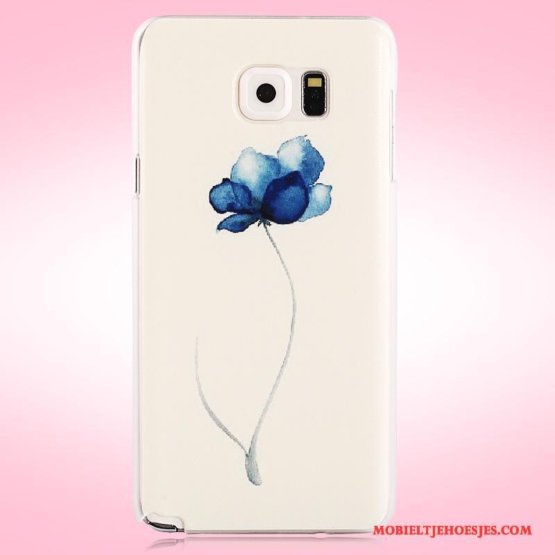 Samsung Galaxy Note 5 Schrobben Bloemen Geel Geschilderd Ster Hoes Hoesje Telefoon