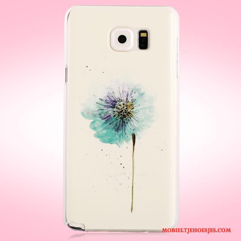 Samsung Galaxy Note 5 Schrobben Bloemen Geel Geschilderd Ster Hoes Hoesje Telefoon