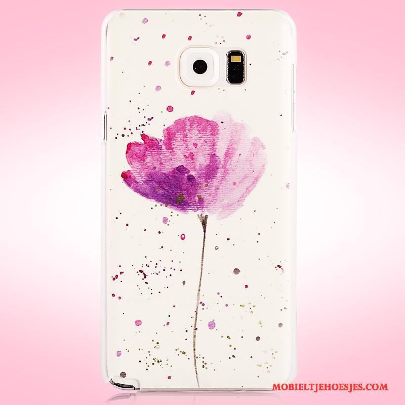 Samsung Galaxy Note 5 Schrobben Bloemen Geel Geschilderd Ster Hoes Hoesje Telefoon