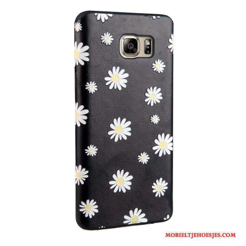 Samsung Galaxy Note 5 Spotprent Bescherming Zacht Hoesje Telefoon Reliëf Bloemen Blauw