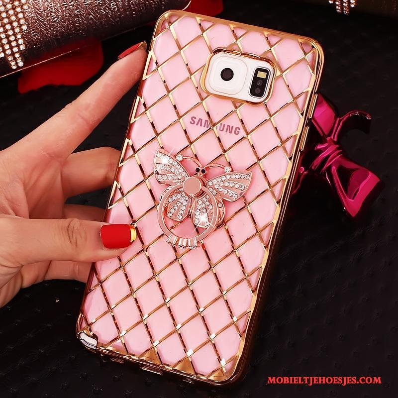 Samsung Galaxy Note 5 Ster Hoesje Bescherming Ring Dun Met Strass Rose Goud