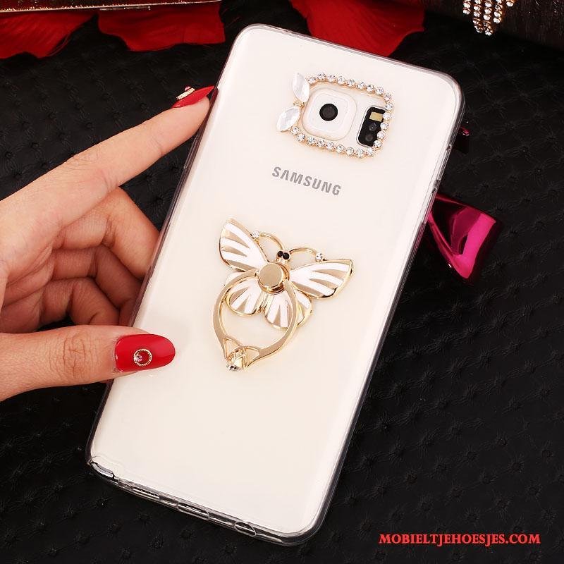 Samsung Galaxy Note 5 Wit Ster Mobiele Telefoon Siliconen Met Strass Hoesje Bescherming