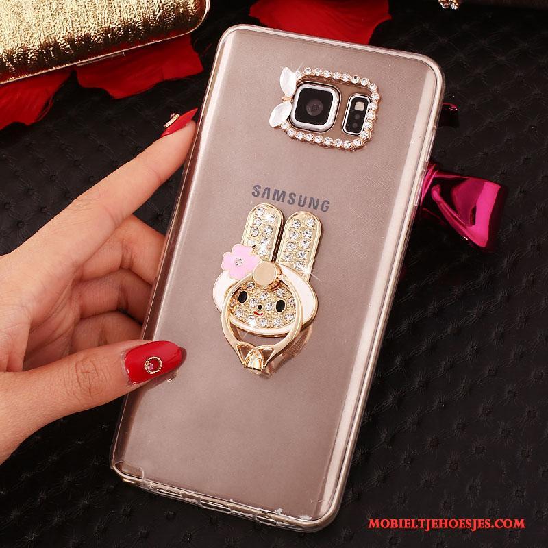 Samsung Galaxy Note 5 Wit Ster Mobiele Telefoon Siliconen Met Strass Hoesje Bescherming