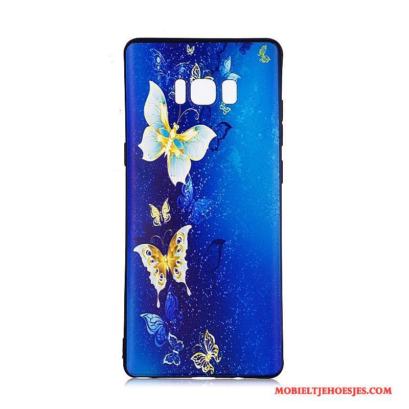 Samsung Galaxy Note 8 Bescherming Geschilderd Ster Zwart Hoesje Telefoon Spotprent Bloemen