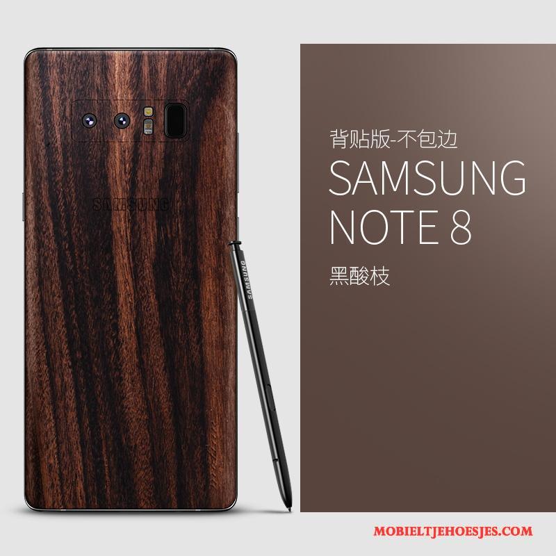 Samsung Galaxy Note 8 Bescherming Hoesje Dun Telefoon Ster Massief Hout Tas