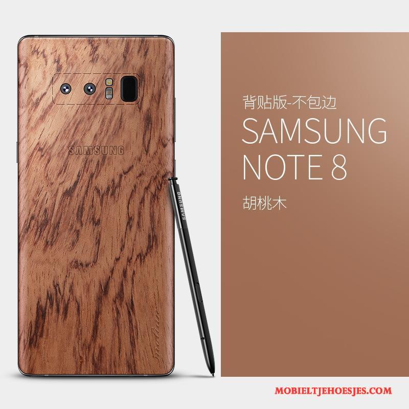 Samsung Galaxy Note 8 Bescherming Hoesje Dun Telefoon Ster Massief Hout Tas