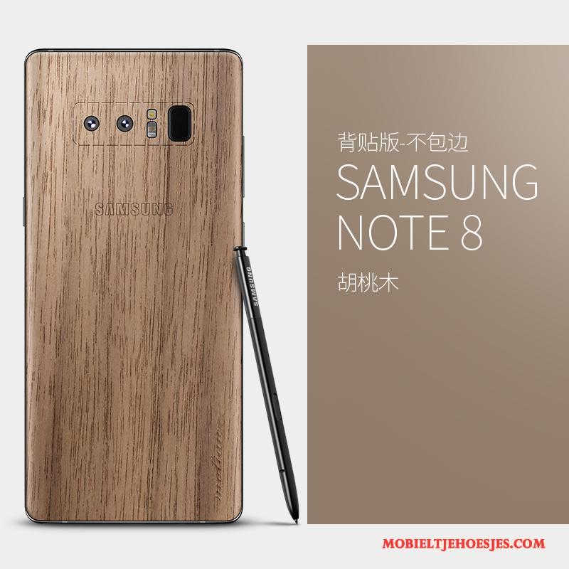 Samsung Galaxy Note 8 Bescherming Hoesje Dun Telefoon Ster Massief Hout Tas