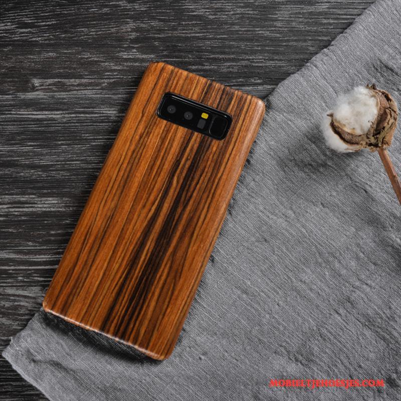 Samsung Galaxy Note 8 Hoes Achterklep Massief Hout Hoesje Telefoon Bescherming Ster