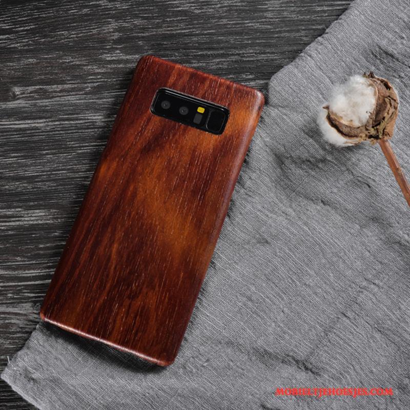 Samsung Galaxy Note 8 Hoes Achterklep Massief Hout Hoesje Telefoon Bescherming Ster