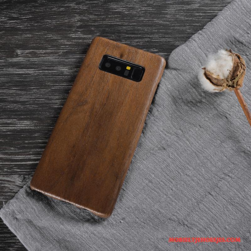 Samsung Galaxy Note 8 Hoes Achterklep Massief Hout Hoesje Telefoon Bescherming Ster